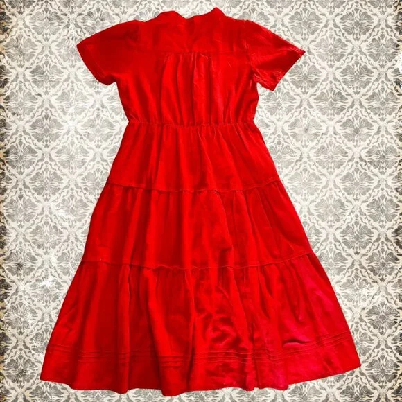 NWOT Cynthia Rowley Midi Dress Women’s Size L Short Sleeves Orange Red - Picture 3 of 6